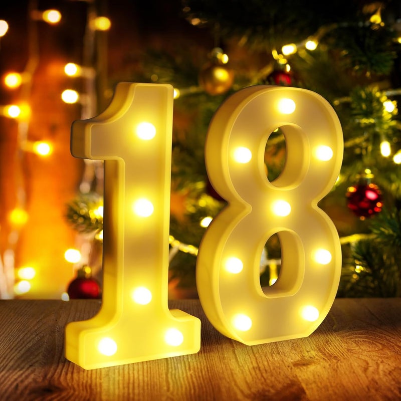 Funsky 18th Birthday Decorations for Girls and Boys,Happy 18th Birthday Decorations for Men Centerpieces Table,18 Light Up Numbers Sign Led for Party Backdrop Wall Decor for Wedding Anniversary Home - Image 1